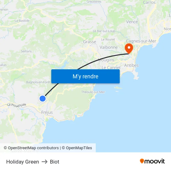 Holiday Green to Biot map