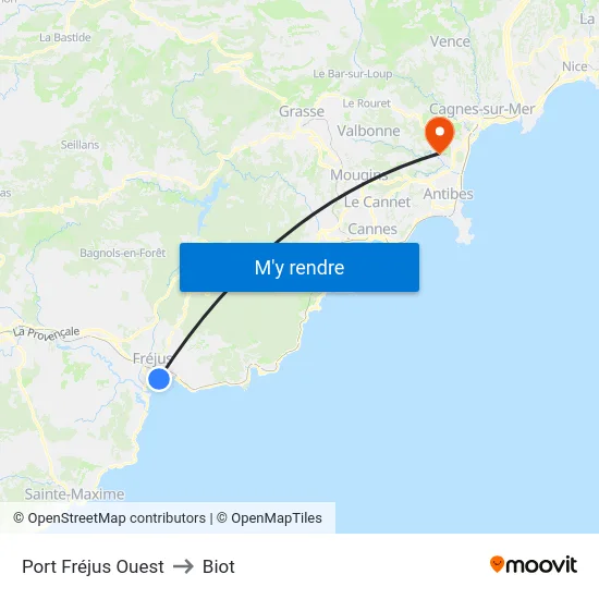 Port Fréjus Ouest to Biot map