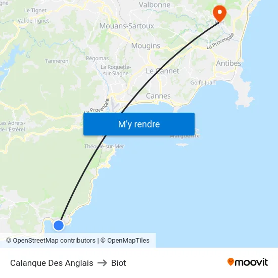 Calanque Des Anglais to Biot map