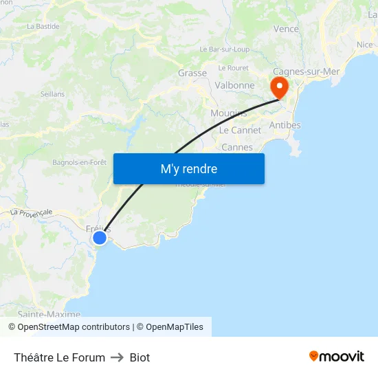Théâtre Le Forum to Biot map