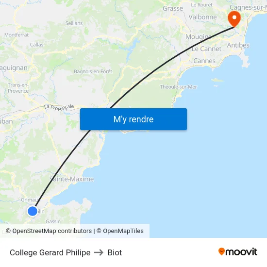 College Gerard Philipe to Biot map