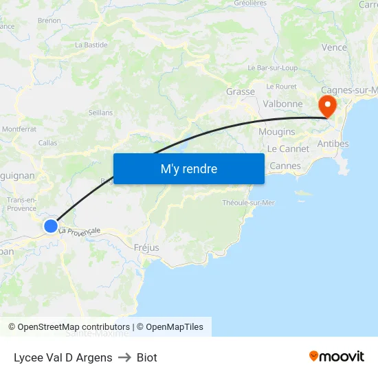 Lycee Val D Argens to Biot map