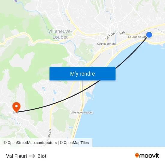 Val Fleuri to Biot map