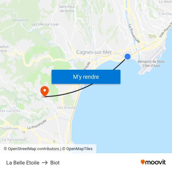 La Belle Etoile to Biot map