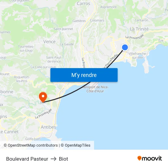 Boulevard Pasteur to Biot map