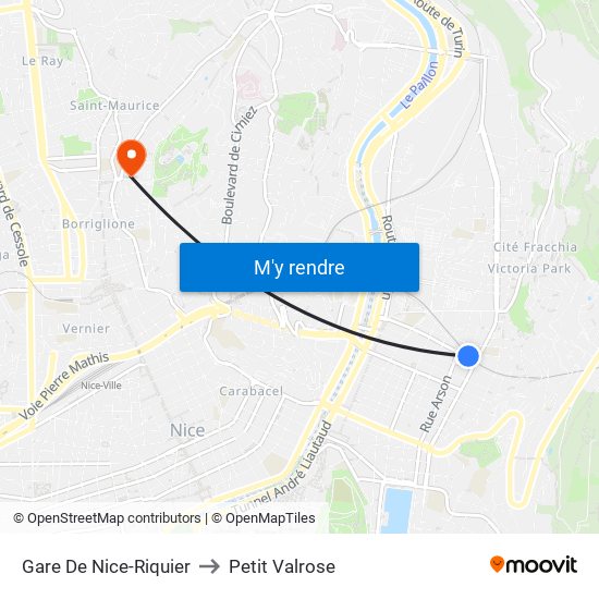 Gare De Nice-Riquier to Petit Valrose map