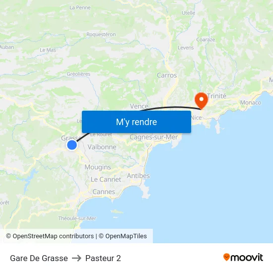 Gare De Grasse to Pasteur 2 map