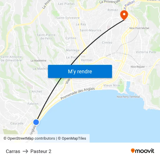 Carras to Pasteur 2 map
