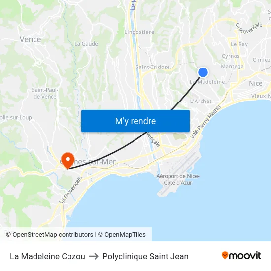 La Madeleine Cpzou to Polyclinique Saint Jean map