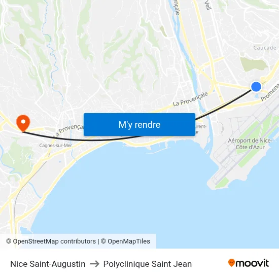 Nice Saint-Augustin to Polyclinique Saint Jean map