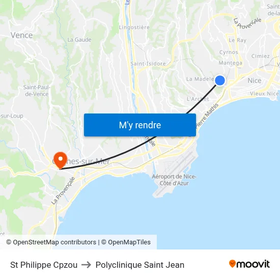 St Philippe Cpzou to Polyclinique Saint Jean map