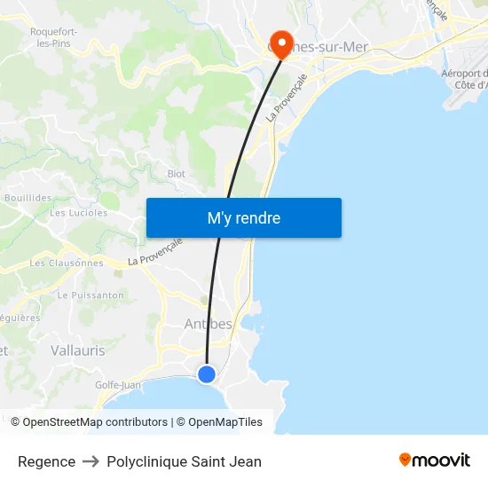 Regence to Polyclinique Saint Jean map