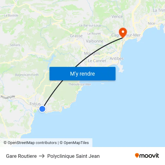 Gare Routiere to Polyclinique Saint Jean map