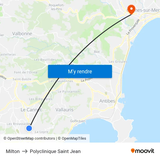 Milton to Polyclinique Saint Jean map