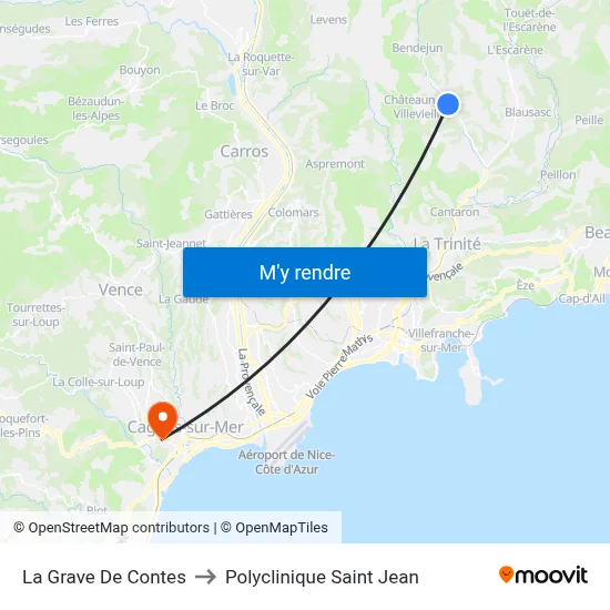 La Grave De Contes to Polyclinique Saint Jean map