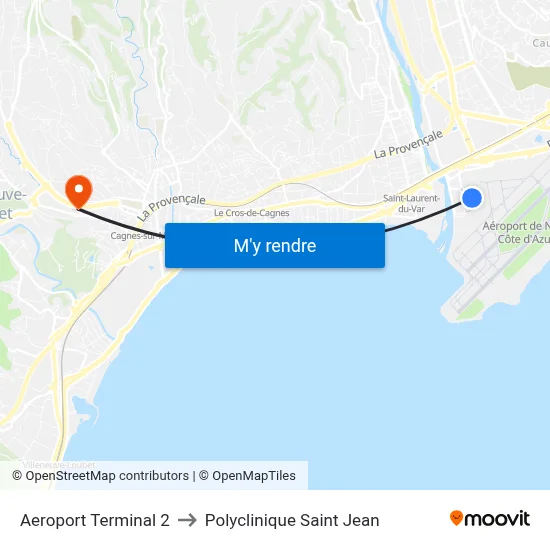 Aeroport Terminal 2 to Polyclinique Saint Jean map