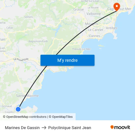 Marines De Gassin to Polyclinique Saint Jean map
