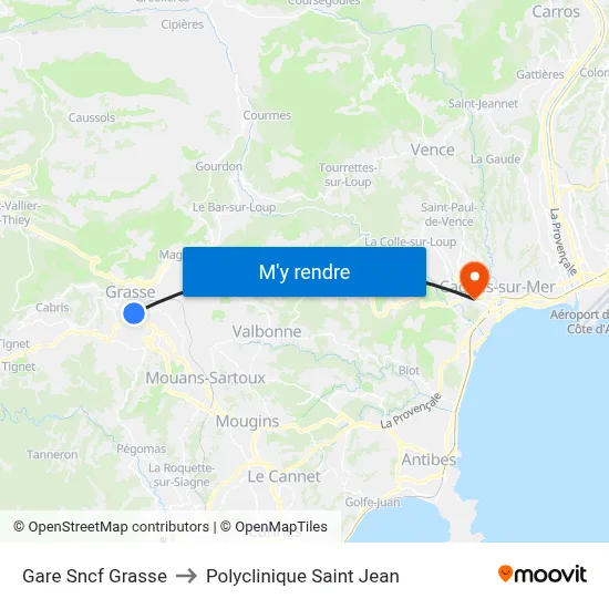 Gare Sncf Grasse to Polyclinique Saint Jean map