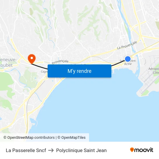La Passerelle Sncf to Polyclinique Saint Jean map