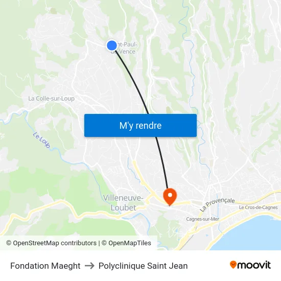 Fondation Maeght to Polyclinique Saint Jean map