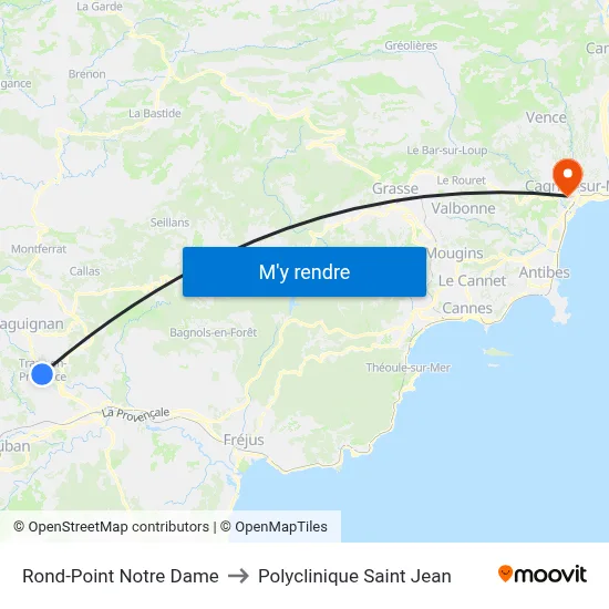 Rond-Point Notre Dame to Polyclinique Saint Jean map