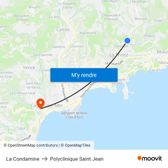 La Condamine to Polyclinique Saint Jean map