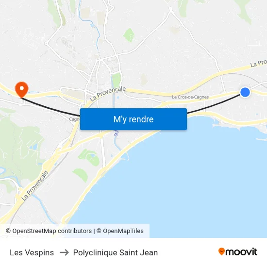 Les Vespins to Polyclinique Saint Jean map