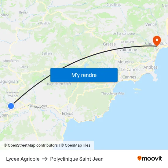 Lycee Agricole to Polyclinique Saint Jean map