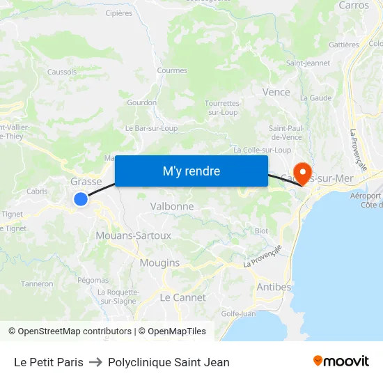 Le Petit Paris to Polyclinique Saint Jean map