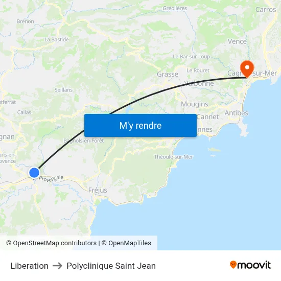 Liberation to Polyclinique Saint Jean map