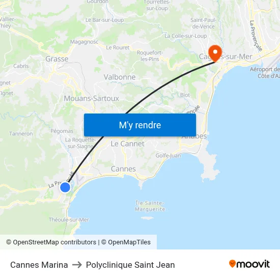 Cannes Marina to Polyclinique Saint Jean map