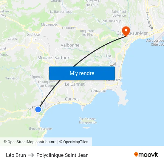 Léo Brun to Polyclinique Saint Jean map