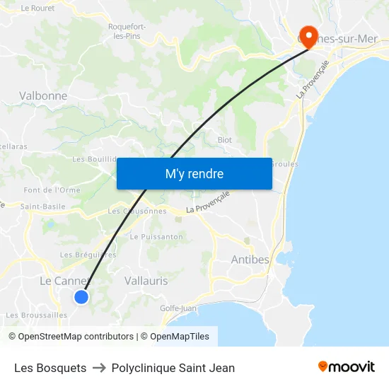 Les Bosquets to Polyclinique Saint Jean map