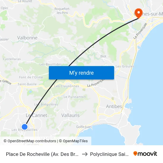 Place De Rocheville (Av. Des Broussailles) to Polyclinique Saint Jean map