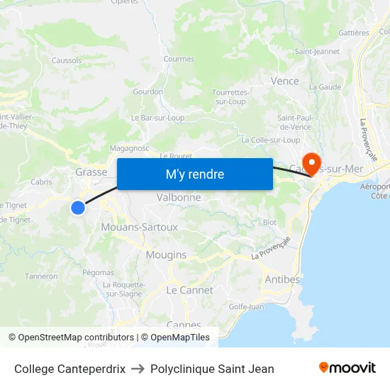 College Canteperdrix to Polyclinique Saint Jean map
