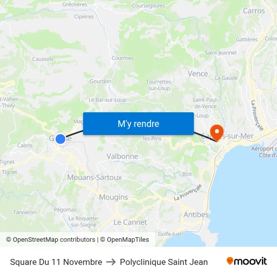 Square Du 11 Novembre to Polyclinique Saint Jean map