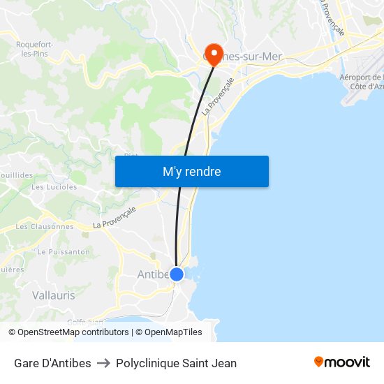 Gare D'Antibes to Polyclinique Saint Jean map