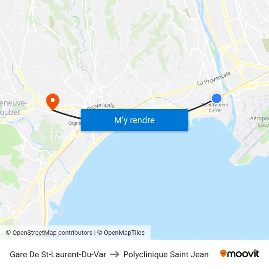 Gare De St-Laurent-Du-Var to Polyclinique Saint Jean map