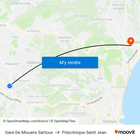 Gare De Mouans Sartoux to Polyclinique Saint Jean map