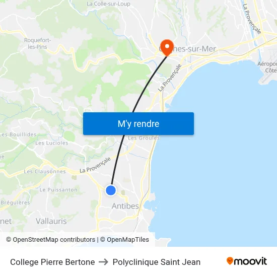 College Pierre Bertone to Polyclinique Saint Jean map