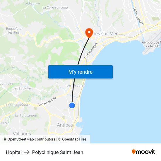 Hopital to Polyclinique Saint Jean map