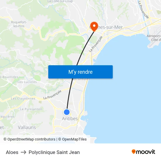 Aloes to Polyclinique Saint Jean map