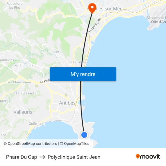 Phare Du Cap to Polyclinique Saint Jean map