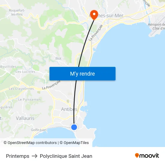 Printemps to Polyclinique Saint Jean map