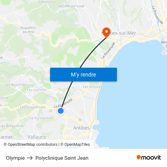 Olympie to Polyclinique Saint Jean map