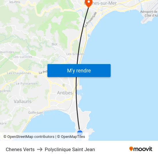 Chenes Verts to Polyclinique Saint Jean map