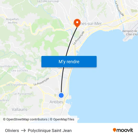 Oliviers to Polyclinique Saint Jean map