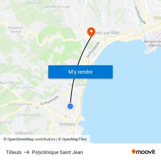 Tilleuls to Polyclinique Saint Jean map