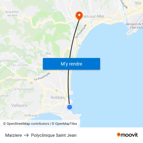 Maiziere to Polyclinique Saint Jean map