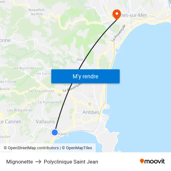 Mignonette to Polyclinique Saint Jean map